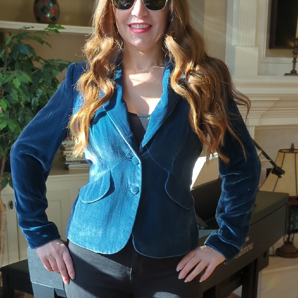 Women's Blue Velvet Jacket